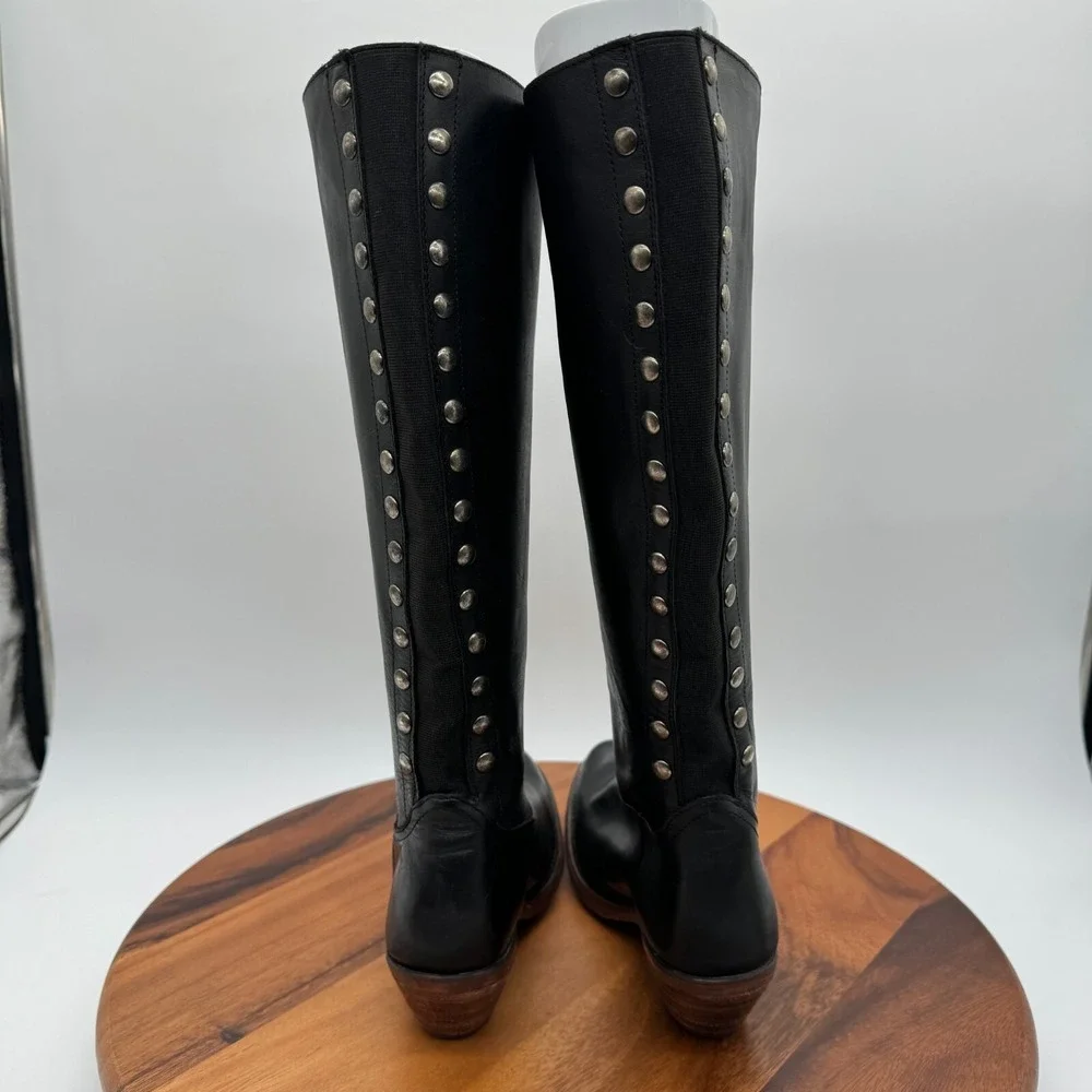 Reba by Justin Womens 5.5 Leslie Tall Western Boots Black Leather Cowboy Studded